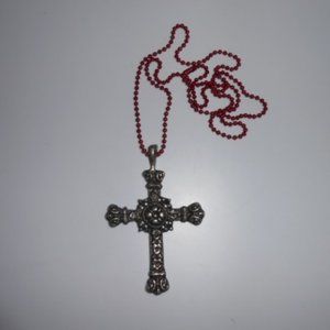 Vintage Cross on Rosary Bead Look Chain Halloween Costume